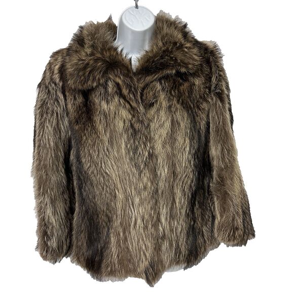 Vintage Real Racoon Fur Coat Short Genuine Pauline Burke Designs Chicago Lined - Picture 1 of 9